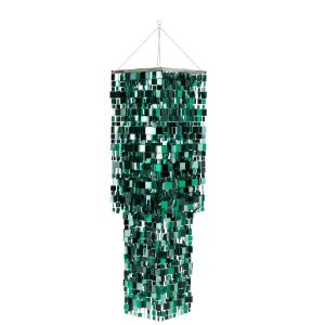 LAMP SHADE SEQUIN SQUARE PET BLUE/GREEN
