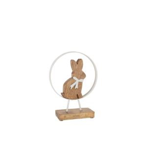 RABBIT BOW IN ROUND MANGO WOOD/IRON WHITE NATURAL SMALL