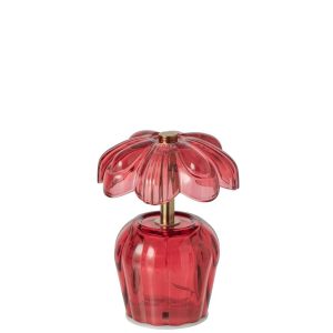 LAMP FLOWER GLASS RED