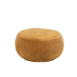 POUFFE ROUND PLYWOOD/FABRIC MUSTARD YELLOW