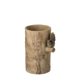VASE SQUIRREL CEMENT BEIGE/BROWN MEDIUM