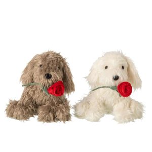 DOG ROSE POLYESTER BROWN/WHITE ASSORTMENT OF 2