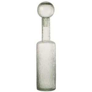 BOTTLE DECORATIVE RELIEF GLASS GREY-GREEN LARGE