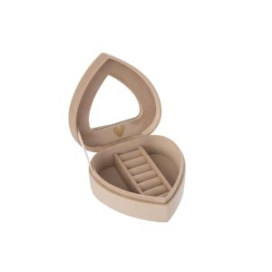 JEWELLERY BOX  HEART VELVET BEIGE SMALL