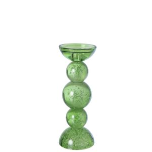 CANDLE HOLDER GLASS OLIVE LARGE