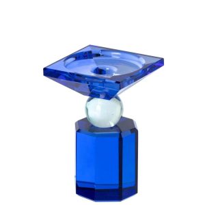 CANDLE HOLDER GLASS BLUE