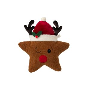 CUSHION CHRISTMAS STAR POLYESTER CHRISTMAS RED/BROWN