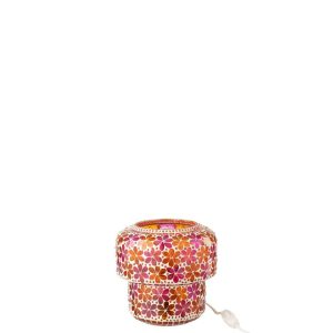 TABLE LAMP MOSAIC GLASS DARK PINK/ORANGE SMALL