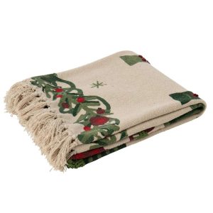 THROW NUTCRACKERS COTTON OFF-WHITE/DARK GREEN
