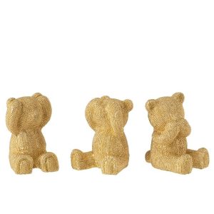 BEAR HEAR/SEE/SPEAK MGO GOLD COLORED ASSORTMENT OF 3