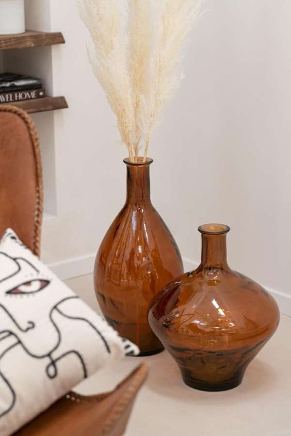 Vase i glass brun- stor- 60  cm