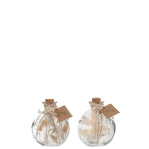 BOTTLES WITH DRIED FLOWERS GLASS NATURAL SMALL ASSORTMENT OF 2