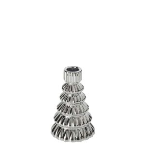 CANDLE HOLDER PINECONE GLASS SILVER