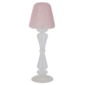 TEALIGHT HOLDER GLASS TRANSPARENT/LIGHT PINK LARGE