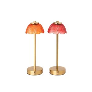 TABLE LAMP FLOWER MATEL ORANGE/DARK PINK ASSORTMENT OF 2