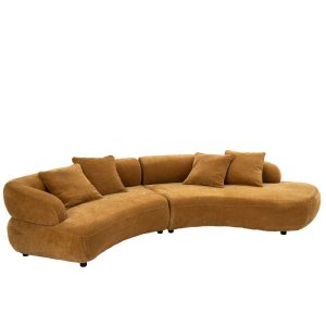 4 SEATER SOFA + 4 CUSHIONS PLYWOOD/FABRIC MUSTARD YELLOW