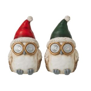 OWL CHRISTMAS HAT MAGNESIUM GREEN/RED LARGE ASSORTMENT OF 2