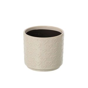 FLOWERPOT HEARTS CERAMIC ECRU MEDIUM