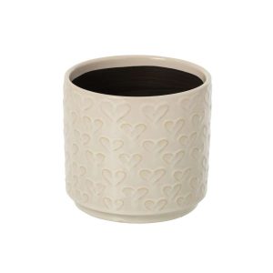 FLOWERPOT HEARTS CERAMIC ECRU LARGE