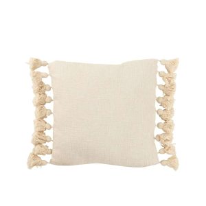 CUSHION TASSEL COTTON BEIGE SQUARE