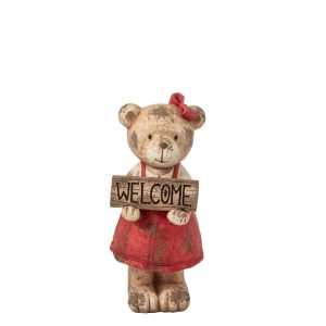 BEAR WELCOME MAGNESIUM CHRISTMAS RED/BROWN