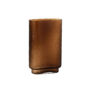 VASE OPAQUE RECTANGLE RELIEF GLASS BROWN LARGE