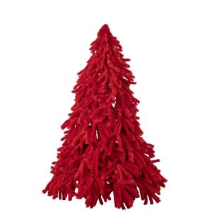 CHRISTMAS TREE FLUFFY POLYESTER RED LARGE