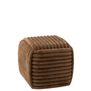 POUFFE RIBBED MDF BROWN