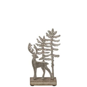 REINDEER ON BASE TREES ALUMINIUM OFF-WHITE/NATURAL SMALL