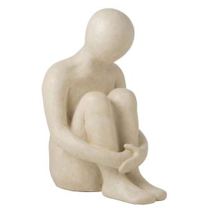 FIGURE ABSTRACT MAN SITTING POLYRESIN OFF-WHITE LARGE