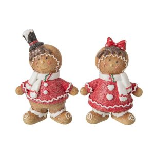 GINGERBREAD POLYRESIN CHRISTMAS RED/BEIGE LARGE ASSORTMENT OF 2