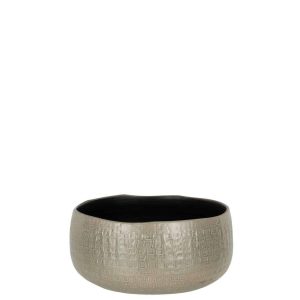 FLOWERPOT PATTERN LOW CERAMIC LIGHT GREY