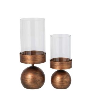 SET OF 2 CANDLE HOLDER JIM IRON BRONZE
