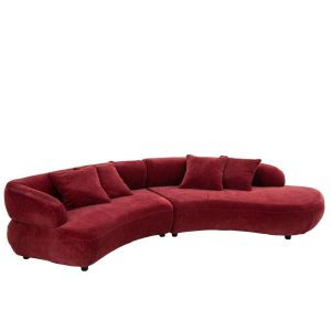 4 SEATER SOFA + 4 CUSHIONS PLYWOOD/FABRIC BURGUNDY