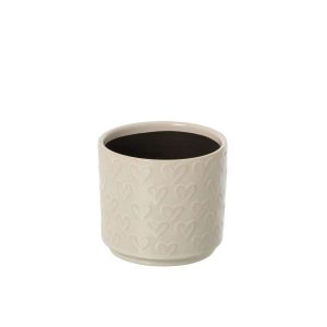 FLOWERPOT HEARTS CERAMIC ECRU SMALL