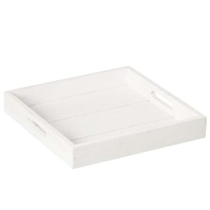 DECORATIVE TRAY FIR WOOD WHITE