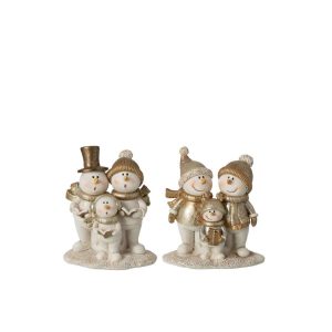 SNOWMAN FAMILY + SINGING STONE WHITE/GOLD ASSORTMENT OF 2