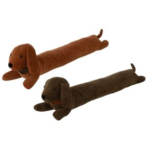 DRAUGHT EXCLUDER DOG DACHSUND POLYESTER DARK BROWN/RUST BROWN ASSORTMENT OF 2