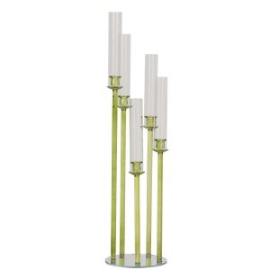 CANDLE HOLDER CRYSTAL GREEN