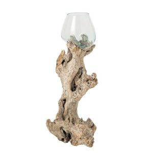 VASE ON BASE GLASS OFF-WHITE/TRANSPARENT LARGE