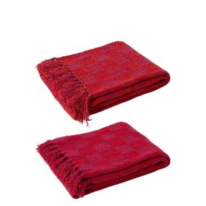 THROW RIBBED COTTON FUCHSIA ASSORTMENT OF 2