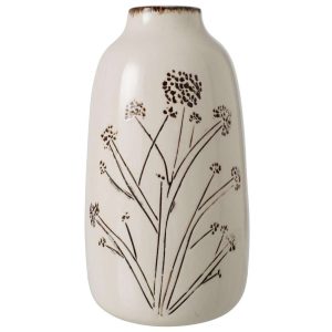 VASE FLOWERS PORCELAIN WHITE/BLACK LARGE