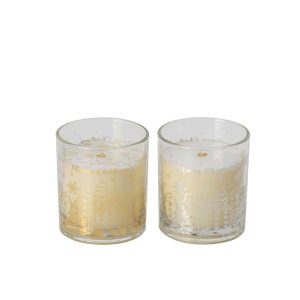 CANDLE GLASS GOLD/SILVER ASSORTMENT OF 2
