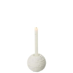 CANDLEHOLDER CRETA ROUND CEMENT WHITE SMALL