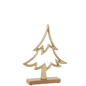PINE TREE ON BASE ALUMINIUM/WOOD GOLD LARGE