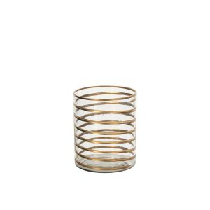 CANDLE HOLDER GLASS GOLD/TRANSPARENT MEDIUM