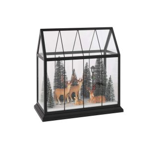REINDEER LED + TREES GLASS/SYNTHETIC MULTI LARGE