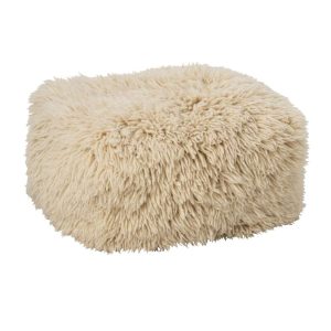 POUFFE LONG FUR WOOL ECRU
