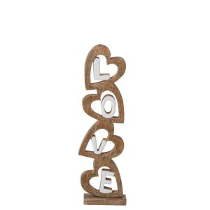 LOVE HEART MANGO WOOD NATURAL/WHITE SMALL