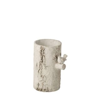 VASE BIRD CEMENT OFF-WHITE SMALL